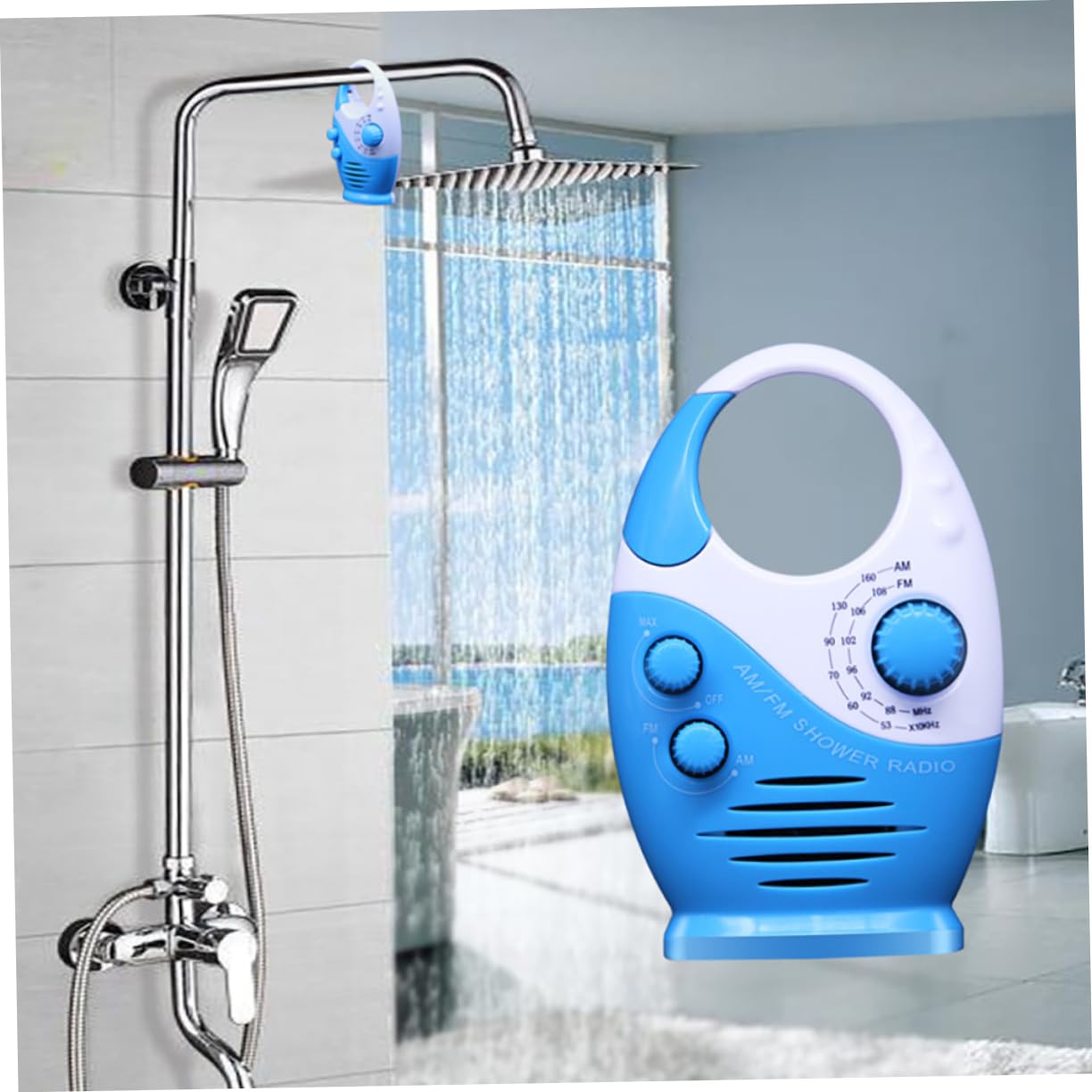 Veemoon Radio Portátil Am/FM para Ducha y Baño Altavoz Abs Resistente y Señal Clara, Adecuado para Uso Hogar y Automóvil