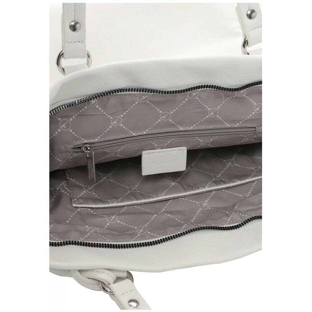 Tamaris Damen Schultertasche Handtasche Shopper Nele aus Kunstleder in Weiß mit Reißverschluss.