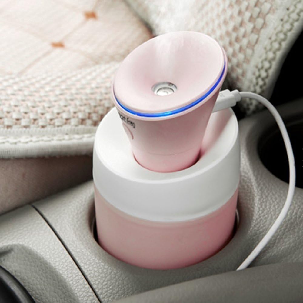 Cool Mist Humidifier Ultra-silence Mini Portable Diffuser Personal Air Purifier for Car Travel and Baby (Pink)