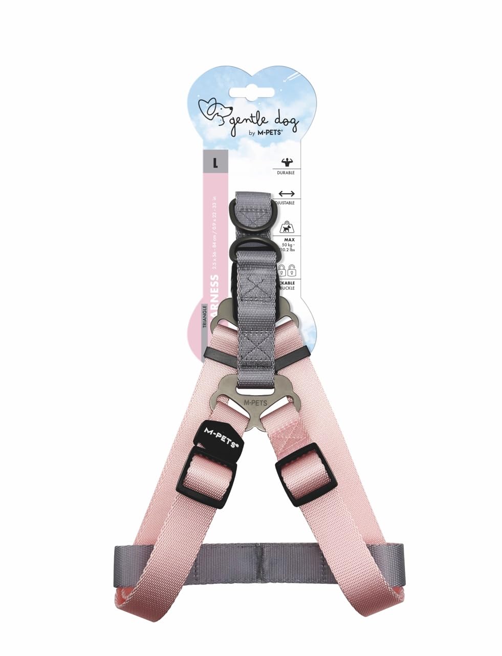 M-PETS GENTLE DOG TRİANGLE GÖĞÜS TASMASI PİNK (L)