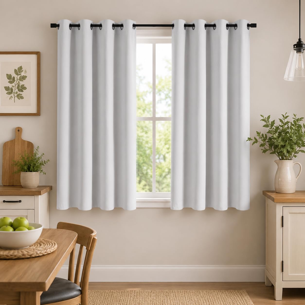 Aquazolax Blackout Curtains for Bedroom Living Room Black Out Window Curtain Drapes for Kitchen, 54 Inch Long, Pair of 2 Pieces, 52" W x 54" L, Greyish White — image 1