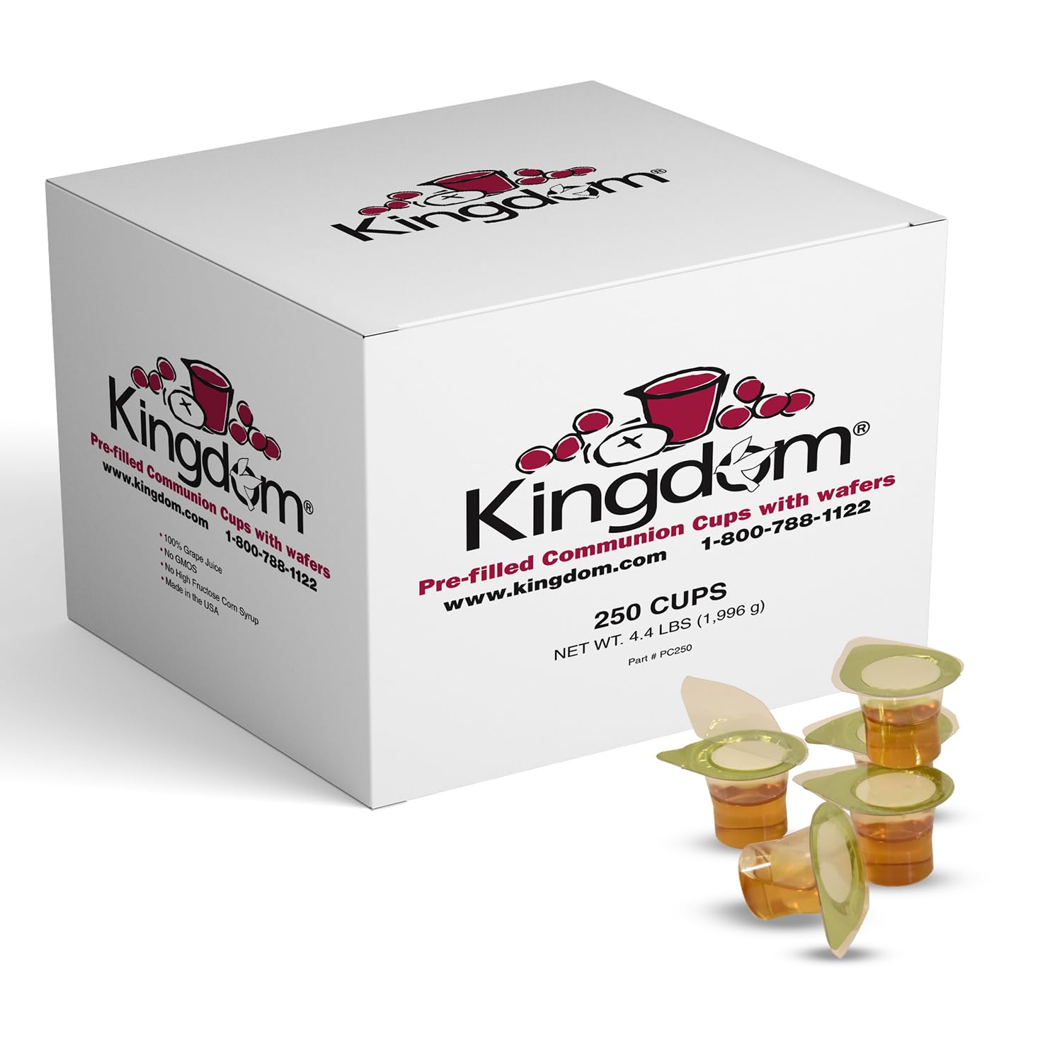 Kingdom Prefilled Communion Cup with Wafers(250ct-white juice) Sealed in a Single-Serving Container with Upto 1-Year Shelf Life,Perfect for Holy Eucharist Celebration in Hospitals,Summer Camps, & More