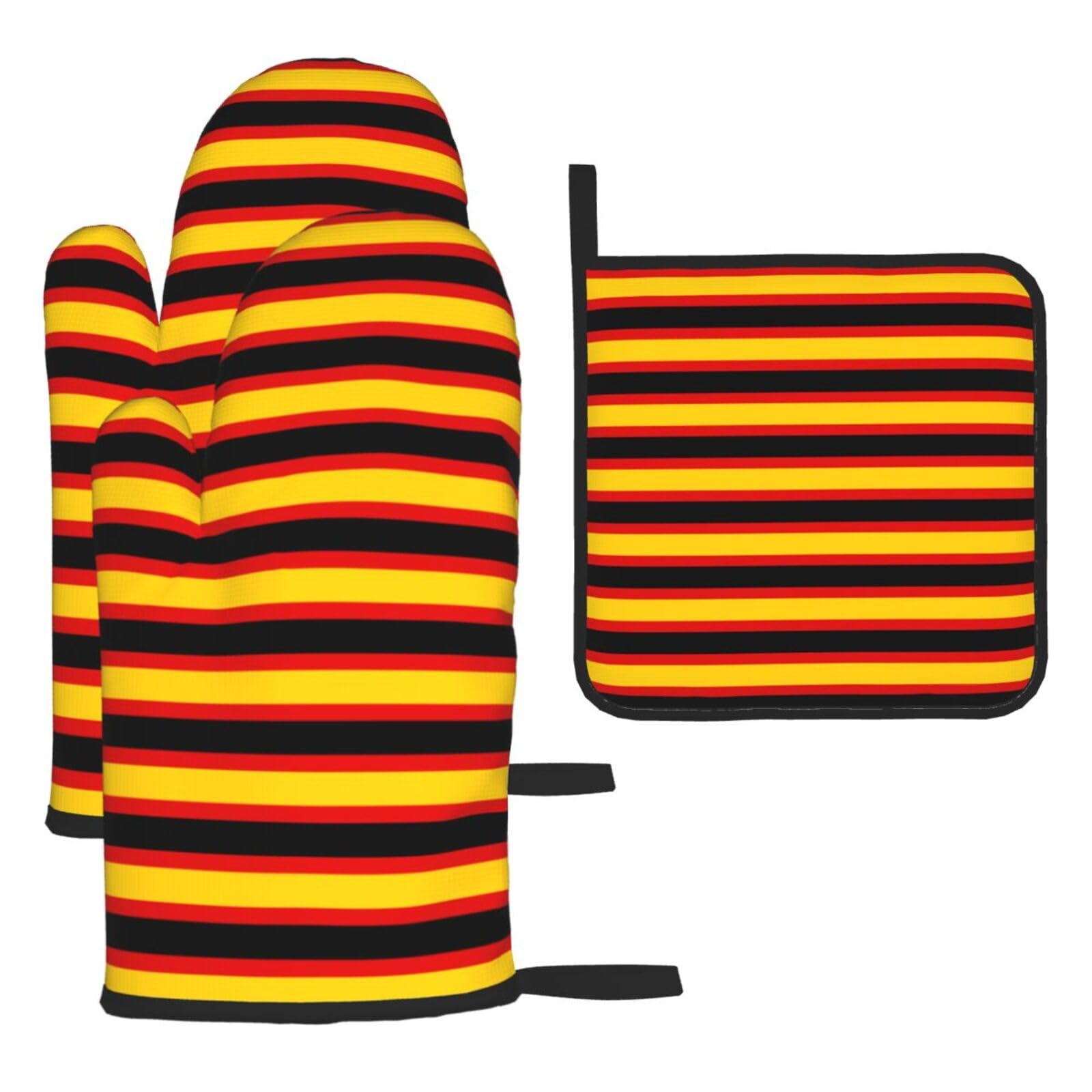 Yyoretp Black German Flag Print Oven Mitts And Potholders Bbq Gloves-Oven Mitts And Pot Holders For Cooking Baking