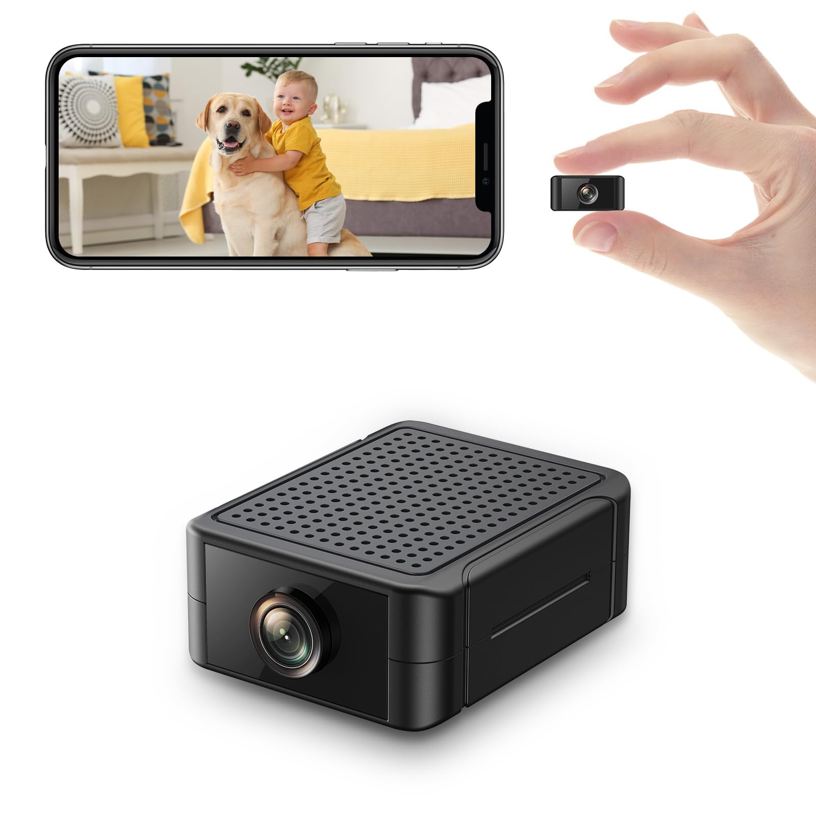Hidden Camera 4K Spy Camera with Night Vision 4H Battery Life Motion Detection Alerts SD Cloud Storage Phone