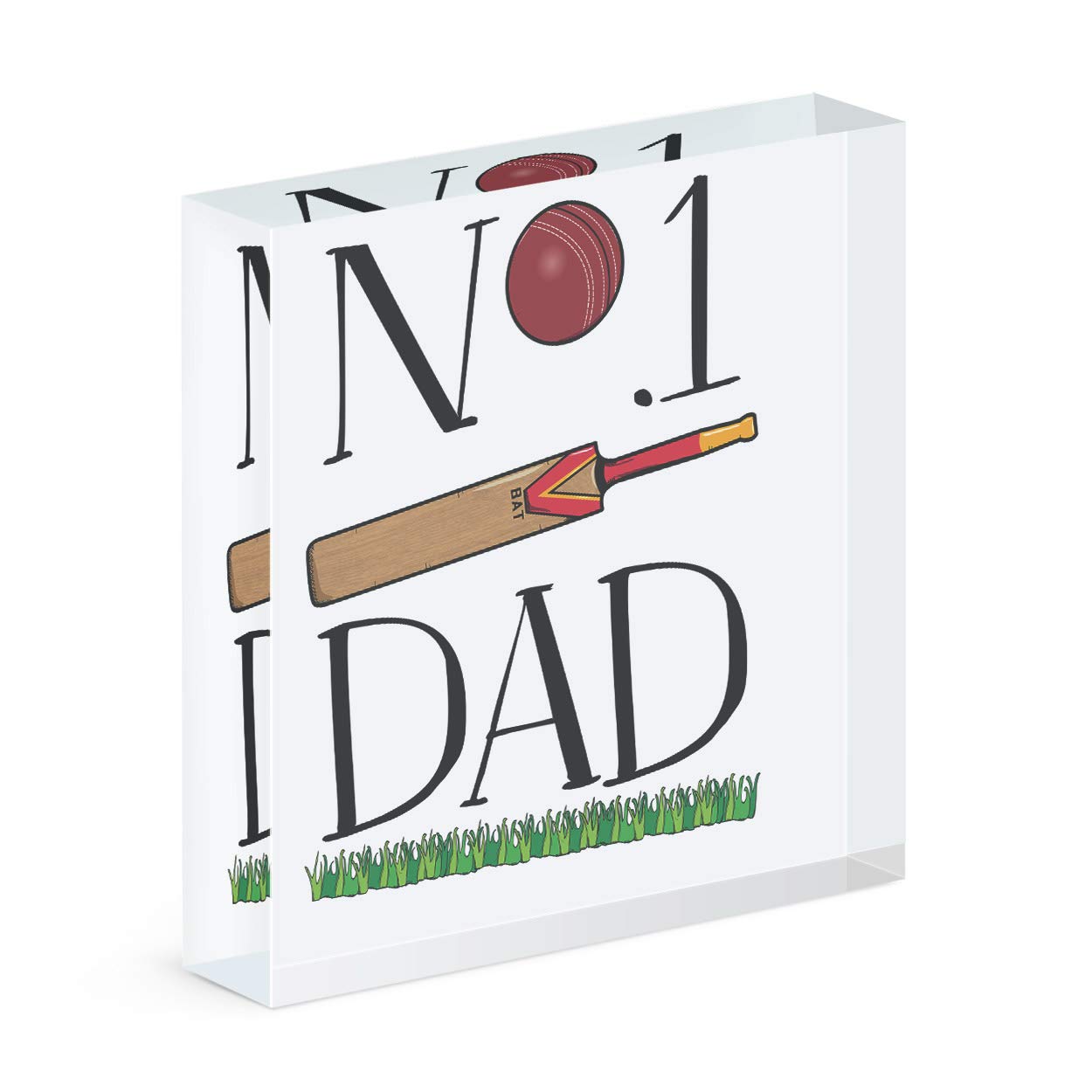 Gift Base No.1 Dad Cricket Acrylic Block Photo Frame