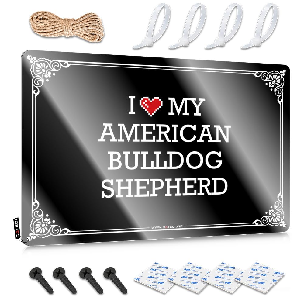 Funny Retro Wall Decor Rustic Essentials | I Love My American Bulldog Shepherd Funny Metal Wall Decor For Playroom Home(30X40CM)