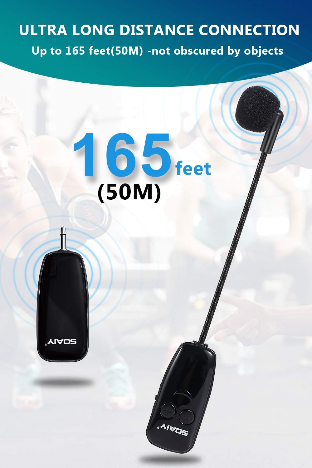 Microphone sans Fil UHF à Transmission Stable de 50m,Micro Casque Rechargeable à Bonne Autonomie de 6h,2 en 1 Micro Serre Tête/à Main pour Conférence,Séance,Enseignement,Guide Tourisme