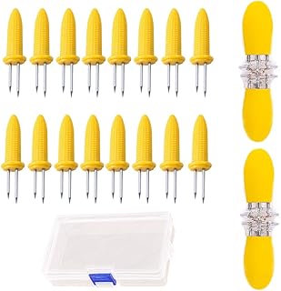 Aweisile Rożen do kolb kukurydzy, 20 sztuk, uchwyty do kolb kukurydzy, widelców kukurydzy, z pudełkiem do przechowywania, uchwyty na kolby kukurydzy, 2 rozmiary, do grilla, widelców owocowych, pomocników kuchennych i akcesoriów do gotowania