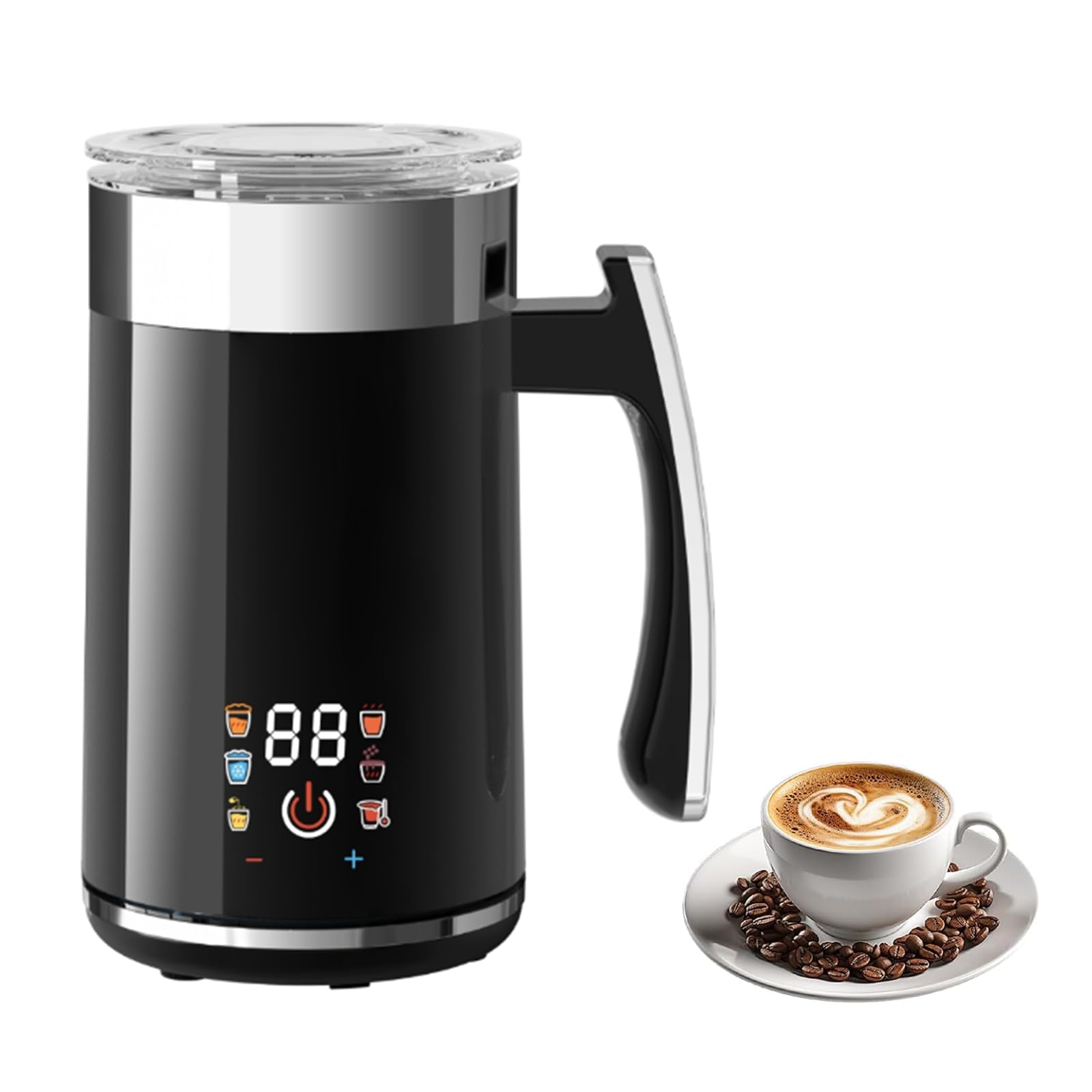 Espumador de Leche Automático Caliente Frío, 400W Magnético, Vaso 600ML Acero Inoxidable 304, 6-en-1 Multifunción, Autolimpiable para Latte Cappuccino Chocolate Caliente Yogurt