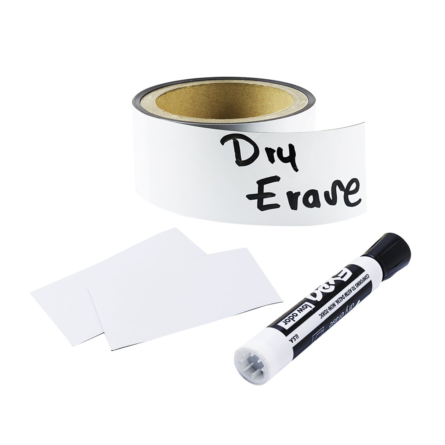 Houseables Dry Erase Labels, Magnetic Roll, Magnet Strip, Glossy White, 2 Inch Wide x 10 Ft Long, Write On Labels, Wipe Off, Magnetically Receptive Whiteboard Sheet, Business Filing Cabinet Magnets