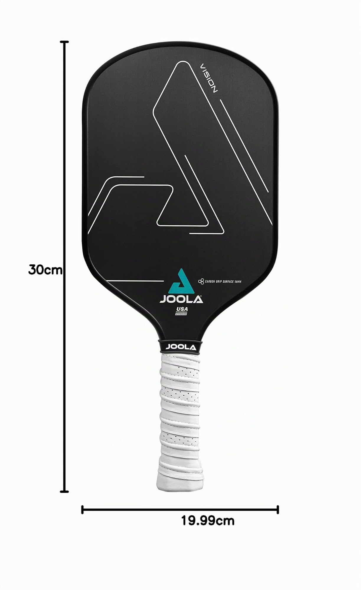 JOOLA Vision - Racchetta da pickleball con superficie testurizzata in carbonio per la massima rotazione e controllo con maggiore potenza, in polipropilene a nido d'ape, disponibile in 14 mm e 16 mm