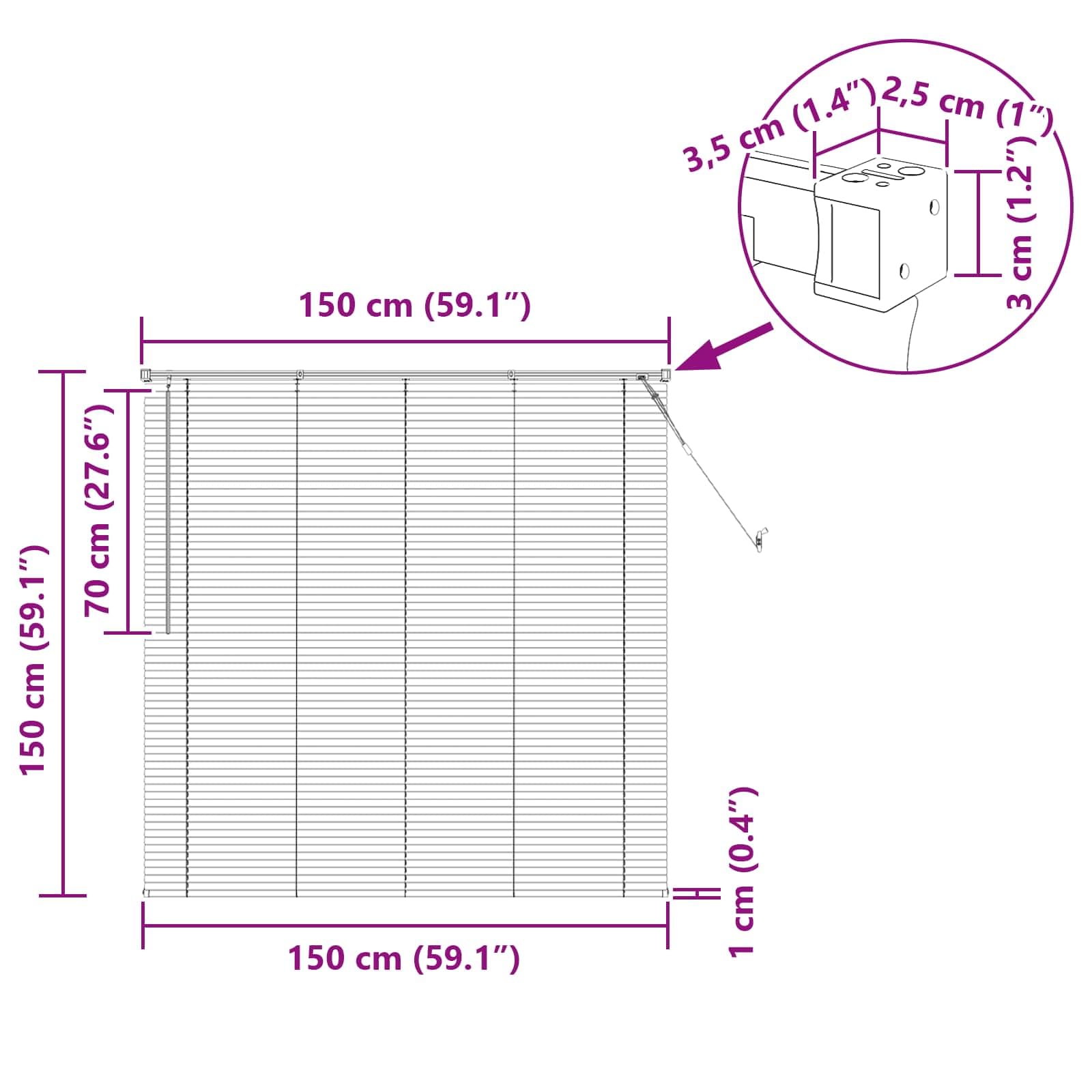 vidaXL Persiana Veneciana 150 x 150 cm PVC, Persiana Veneciana Moderna y Resistente para Oficina en casa, filtra luz, Protege privacidad, Uso Interior