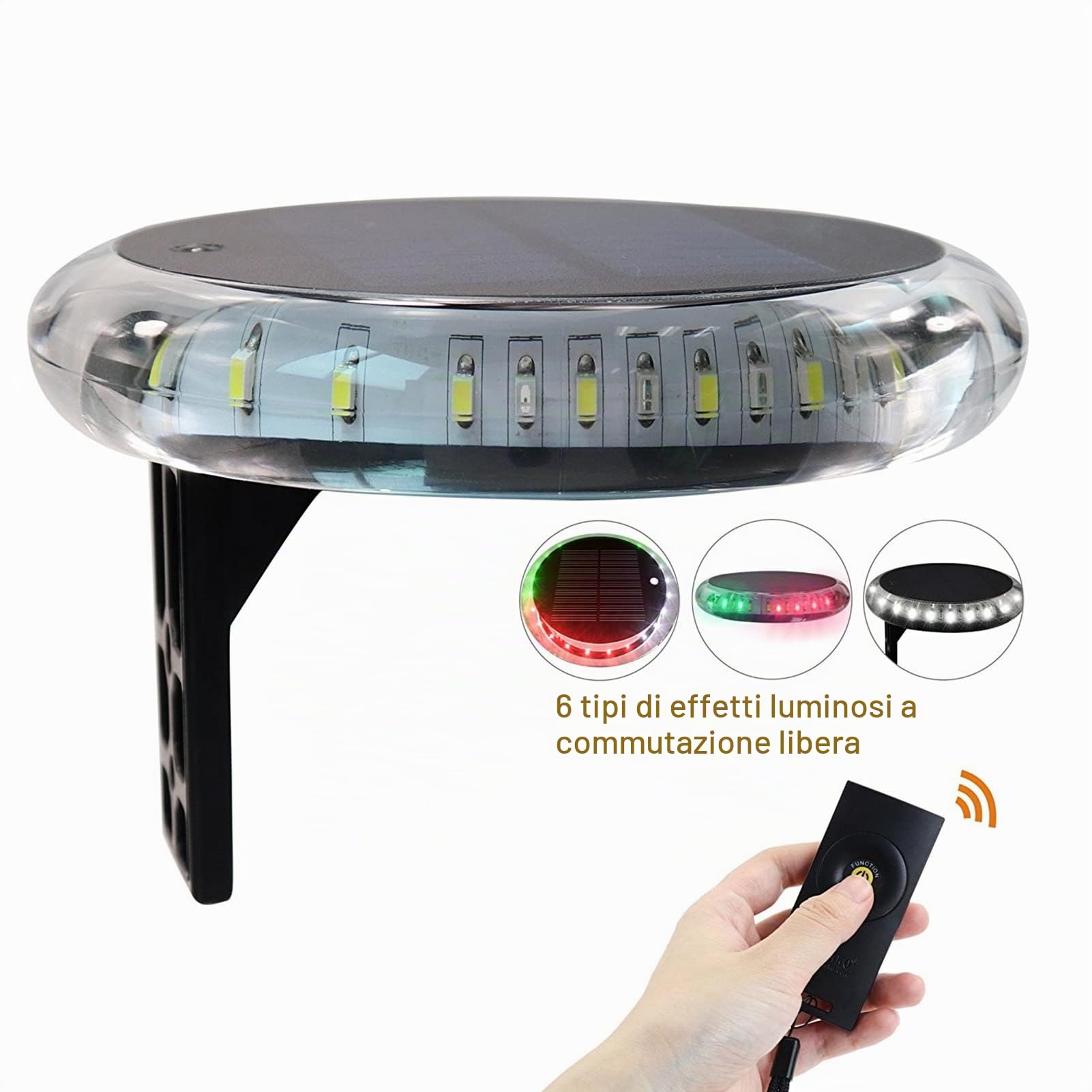 Luci di navigazione solari per barche, IP67 impermeabili, luci di navigazione marine con telecomando, 6 modalità LED, luce di prua e di poppa, faro a energia solare per kayak, yacht, barche da pesca