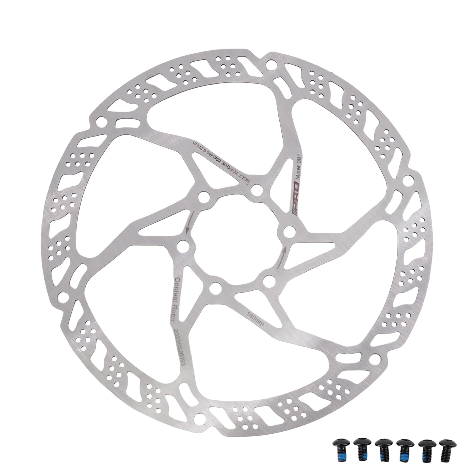 DJC Components Bike Brake Disc Rotor MTB Brake Disc 160 180 203mm with 6 Bolts Stainless Steel for Road Bike Brake Rotor (160mm)
