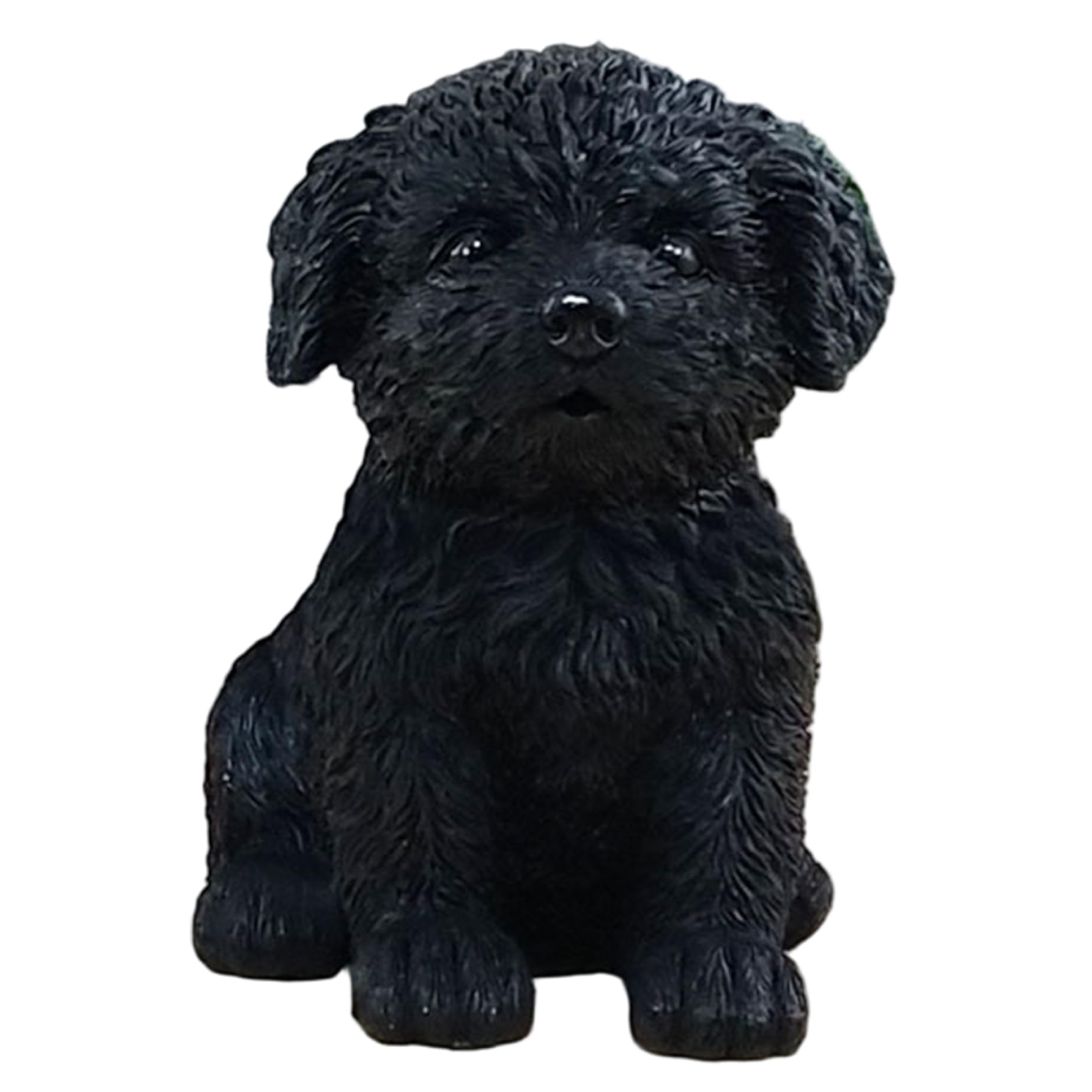 Figurine de chien en résine blanche et noire 13x11cm pour décoration de maison et jardin