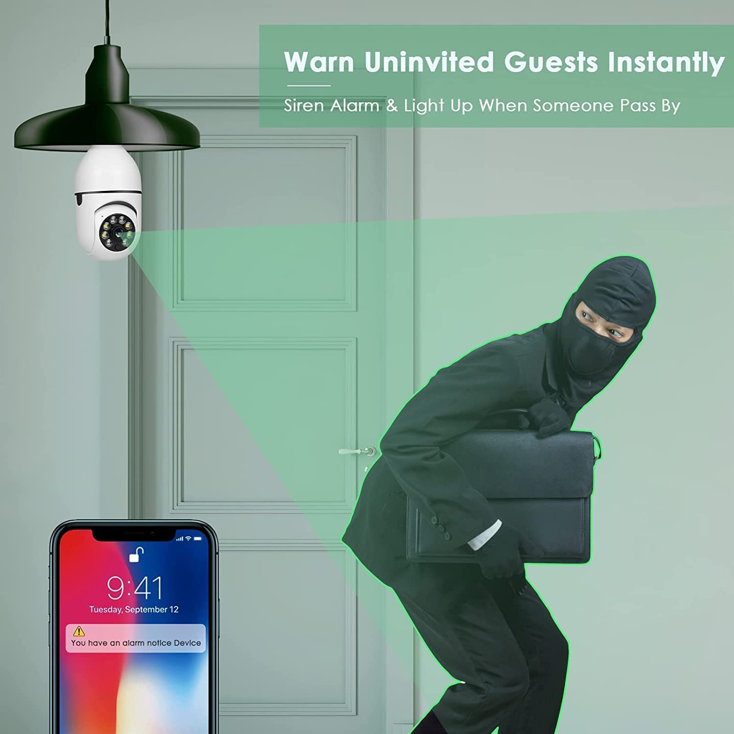 FAVONE WiFi Outdoor Wireless 2MP CCTV Bulb Camera Full HD 1080P IP Camera, Home Surveillance CCTV Cameras with Motion Detection Alarm/Night Vision/Remote Viewing_Two Way Audio PTZ Dome 4