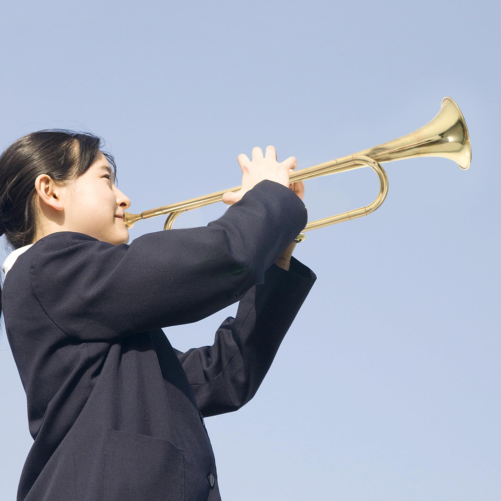 Tromba Giocattolo per Bambini Oro Bocchino a Stile Casual, Strumento Musicale in Metallo Sicuro e Creativo, per Compleanni ed Educazione Precoce Stili multipli