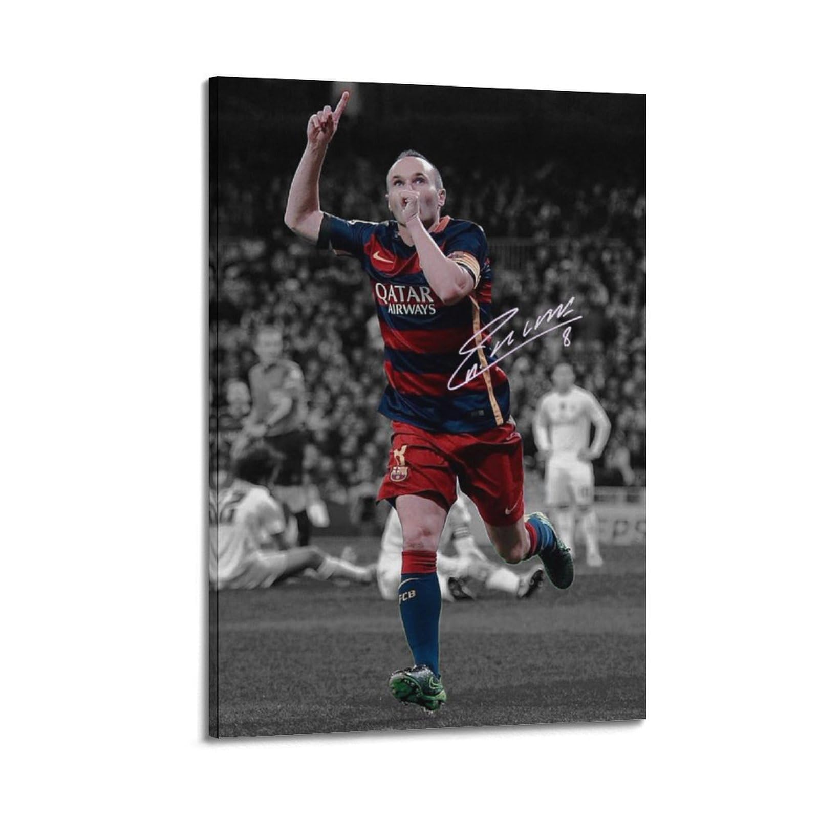 Admlie Men's Frame-Style Andrés Iniesta Art Deco For Soccer Players Poster Art Canvas Painting Decor Wall Print Photo Home Modern Decoratives 12X18inch(30X45cm)