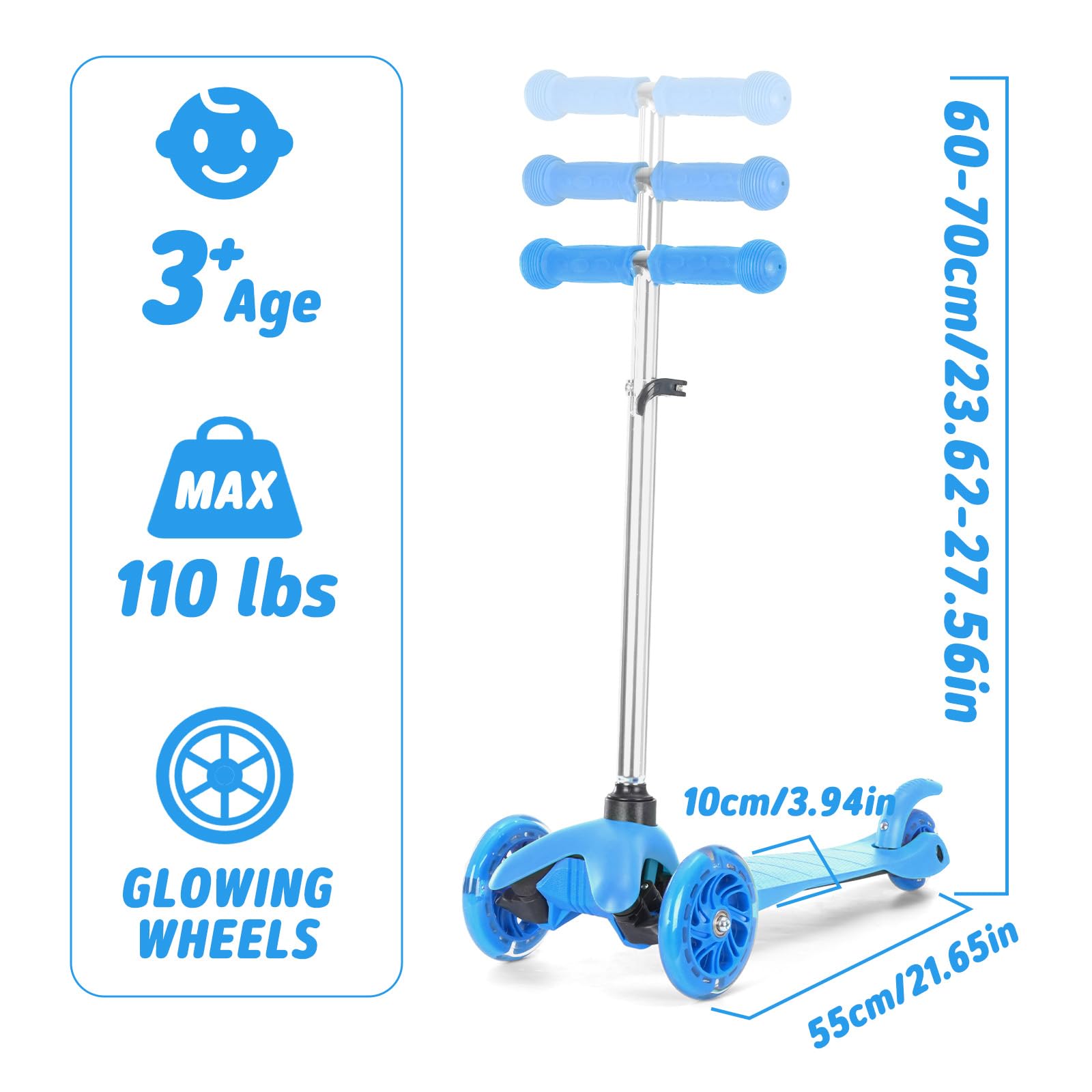 Patinete de 3 ruedas para niños de 2 a 6 años para niños y niñas