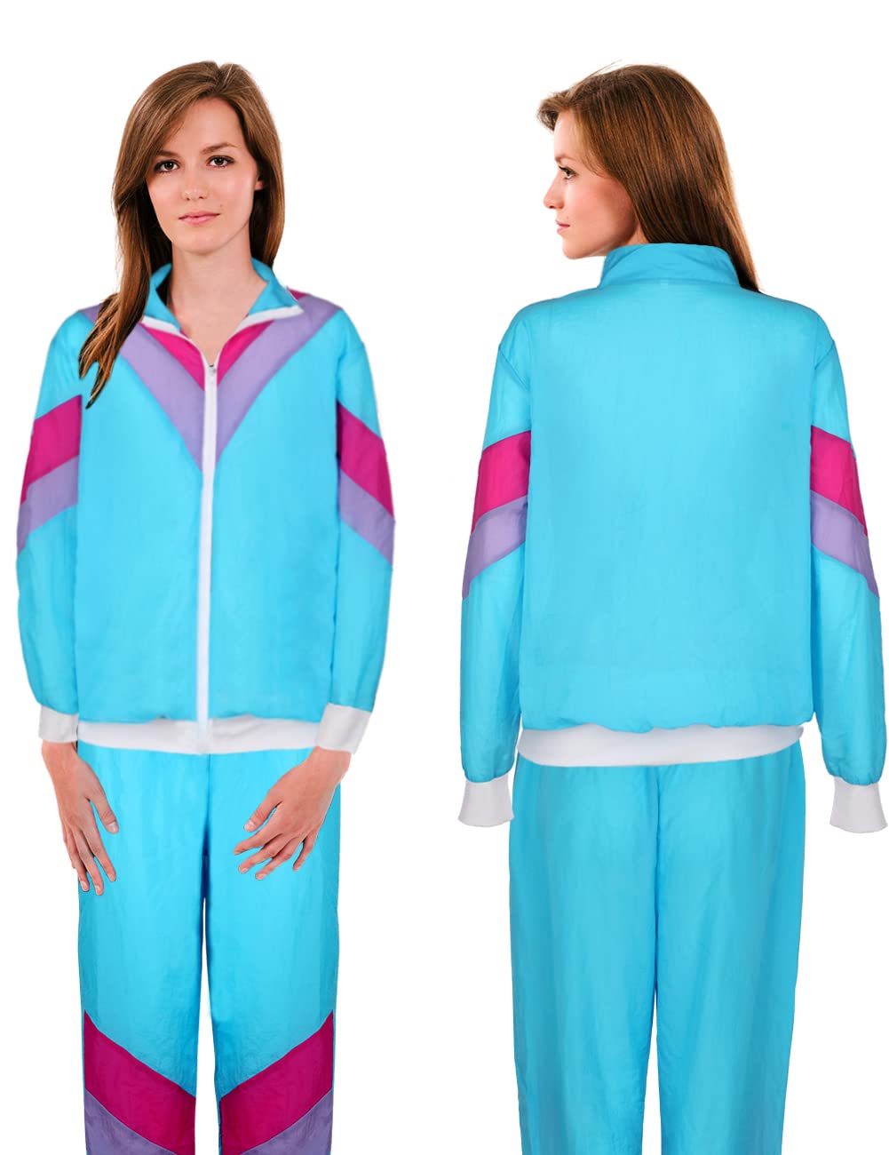 YADODO Deguisement Annee 80 Homme Femme Survêtement Ensemble avec Veste et Pantalon Déguisement Année 80 90 Accessoire Costume Annee 80 Deguisement Disco pour Carnaval, Soirée Deguise, Jogging (L)