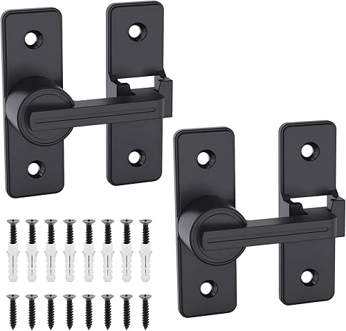 Paquete de 2 herrajes para cerradura de puerta de granero, cierres de puerta abatibles gruesos de 180 grados, cerraduras deslizantes para puerta de