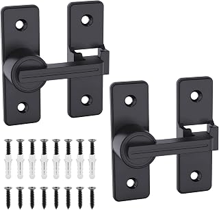 2 Pack Barn Door Lock Hardware, 180 Degree Heavy Duty Thickened Flip Door Latches, Sliding Barn Door Flip Locks Double Door Gate Latch for Garden, Yard, Bathroom, Garage, Outdoor (Matte Black)