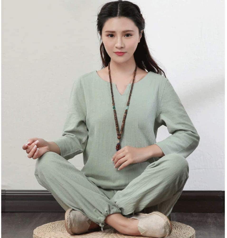 Vêtements de Tai Chi en coton et lin pour femme : tenue de yoga fluide et naturelle
