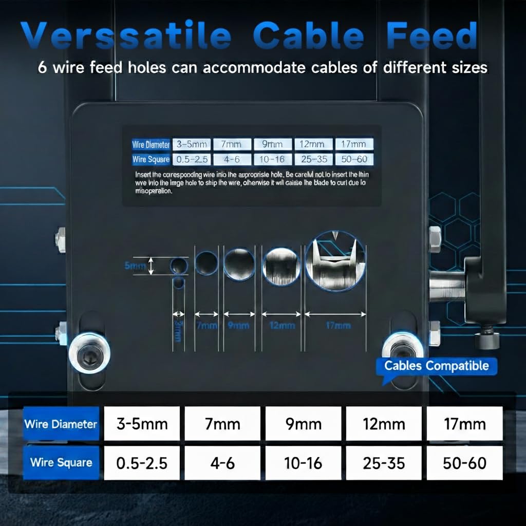 Orifesio Machine à dénuder manuelle avec 6 canaux et 5 lames, outil de dénudage de câble en cuivre pour câbles de 3 à 17 mm, outil à dénuder électrique (argenté)