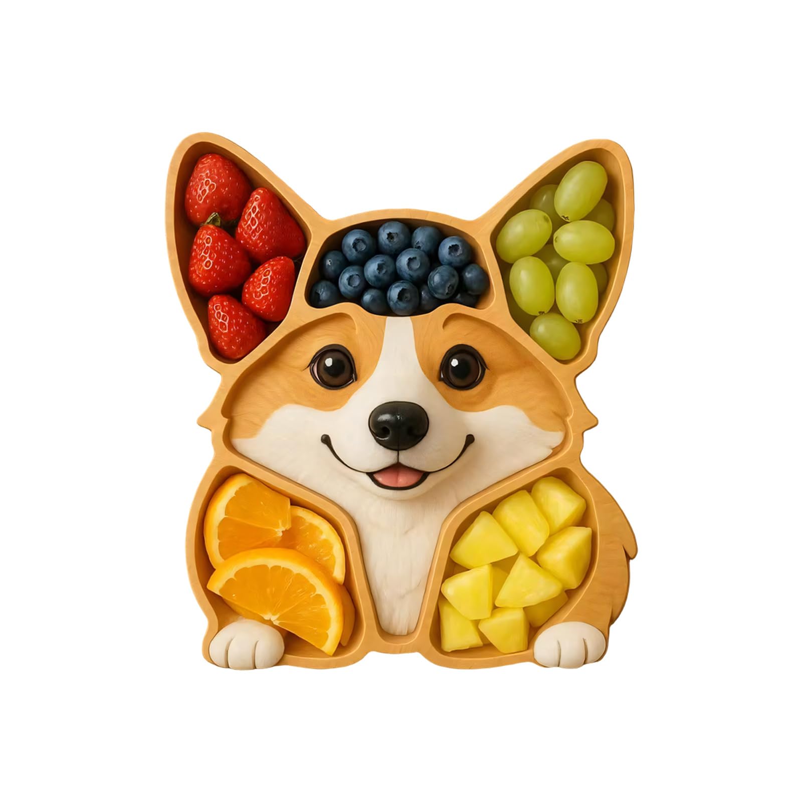 Tsophreniq Practical Wooden Dog Head Shaped Design Perfect for Serving Fruits and Desserts Wooden Serving Tray Fruit Platter Dog Molded Tray
