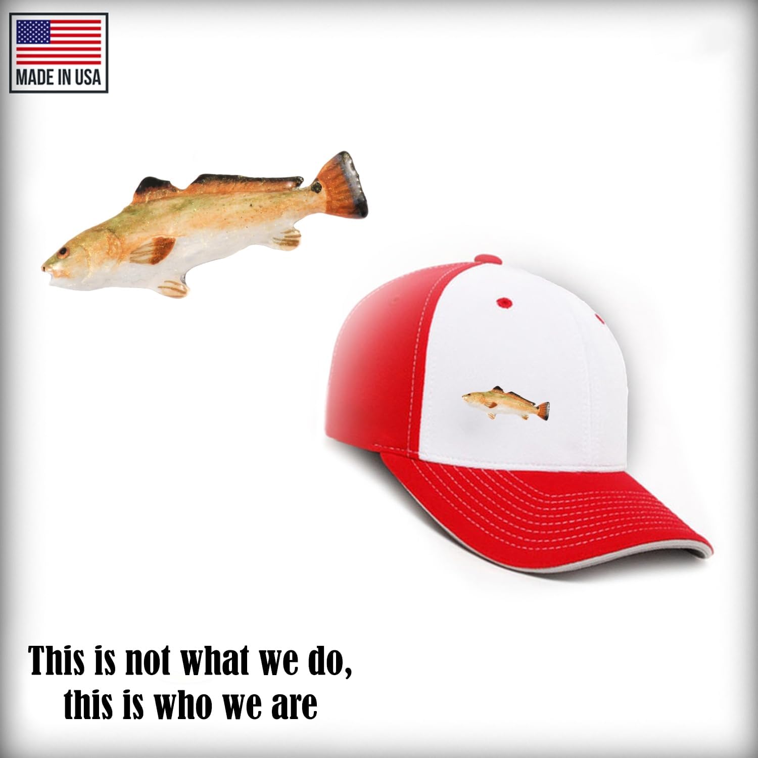 Redfish, Red Drum Fish Pin, Pewter, 1 1/2" Spotted Bass, Lapel, Hat, Pins, Brooch, Brooches, Jewelry, Gift, 100% Handmade in the USA, 200 Fish Designs Available. (SP031-24 HAND PAINTED REDFISH) image 5