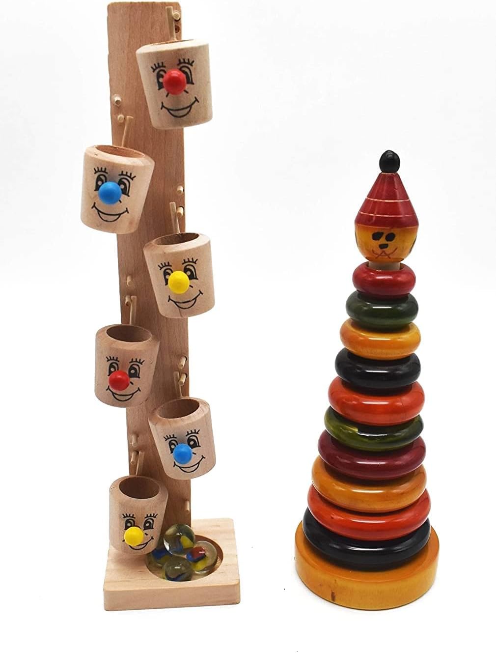 CHANNAPATNA TOYS Wooden Stacking Toys Rings & Roly Poly Duck for Babies Kids (2 Years+) - Set of 2 Pieces - Develops Curiosity & Fine Motor Skills