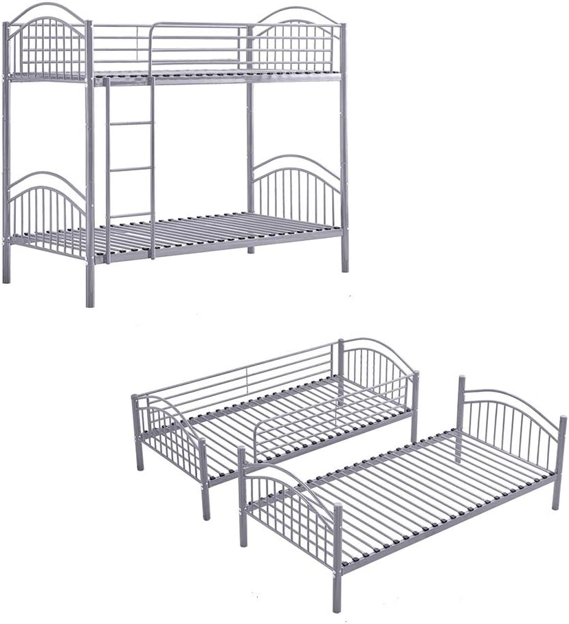 BOJU Single Bunk Bed Cot Frame with Ladder 3FT Detachable Metal Day Bed Bedstead for Twin Bedroom Single Bed Frame for Kids Teens Adult Dormitory