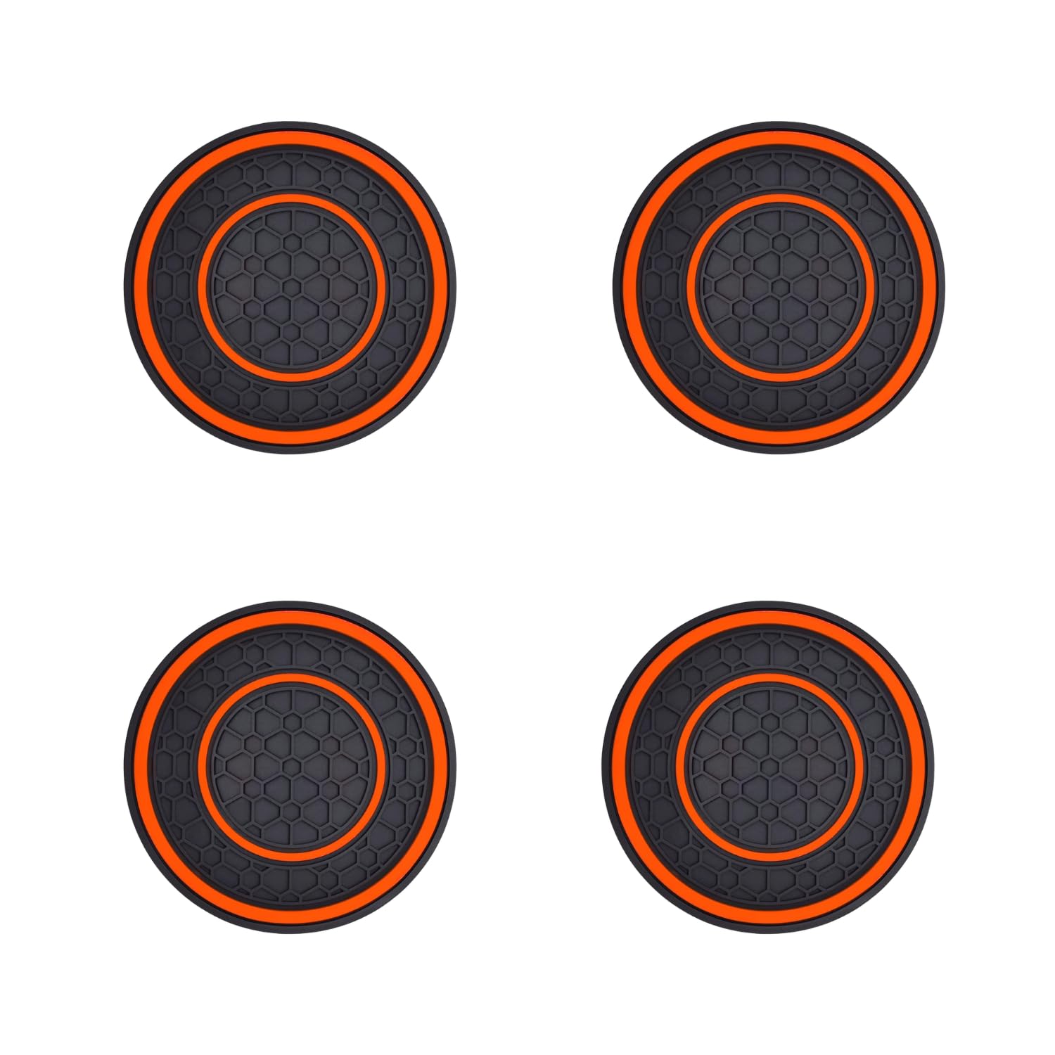 Car Drome Car Rubber Coaster | Universal Anti-Slip Door Cup Holder Mats | Set of 4 Pieces | 2 inches and 6 Centimetre Round | Red Trim-image-18