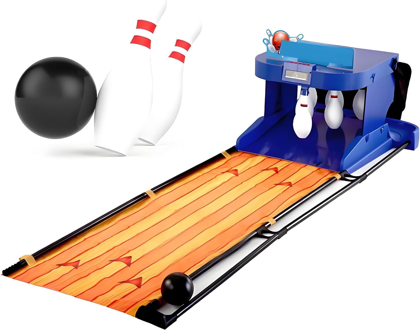 Electric Bowling Machine,Bowling Set Kids Electronic Bowling Alley Game with Automatic Reset, Lighting, Simulation Sound Effect, Foldable Indoor Family Game,for Children and Adults 2m/6.56ft