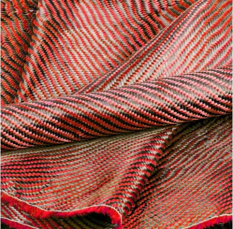 20ft x 40 Carbon Fiber Cloth Roll 2x2 Twill Weave 3k 200g High Strength Fabric for Car Boat Repair Concrete Walls, Basements,Red (Red, 0.5m x 1.5m)