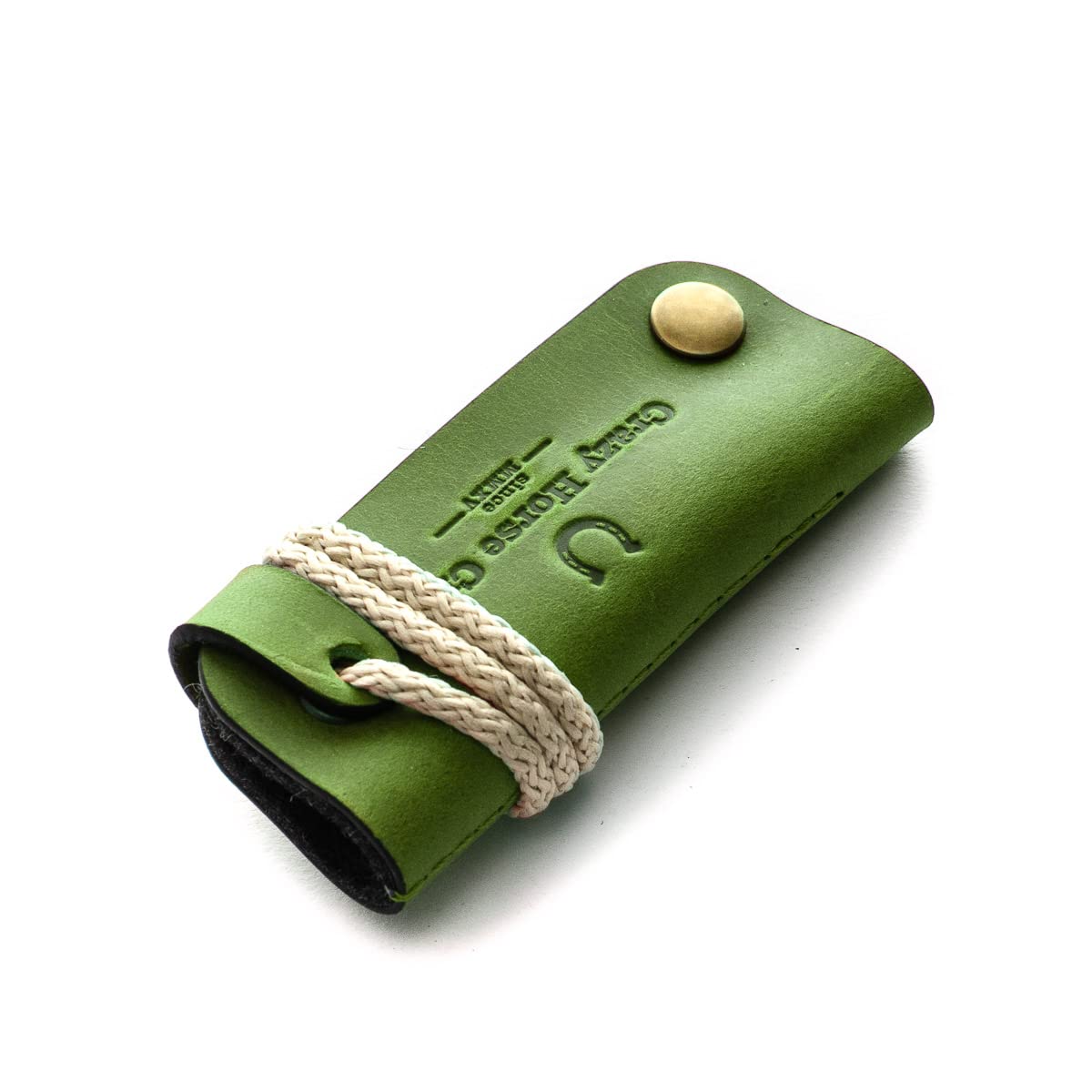 Crazy Horse CraftLeather Key Holder, Alpine Green, Vintage Keys Case Keychain Keyring Organiser