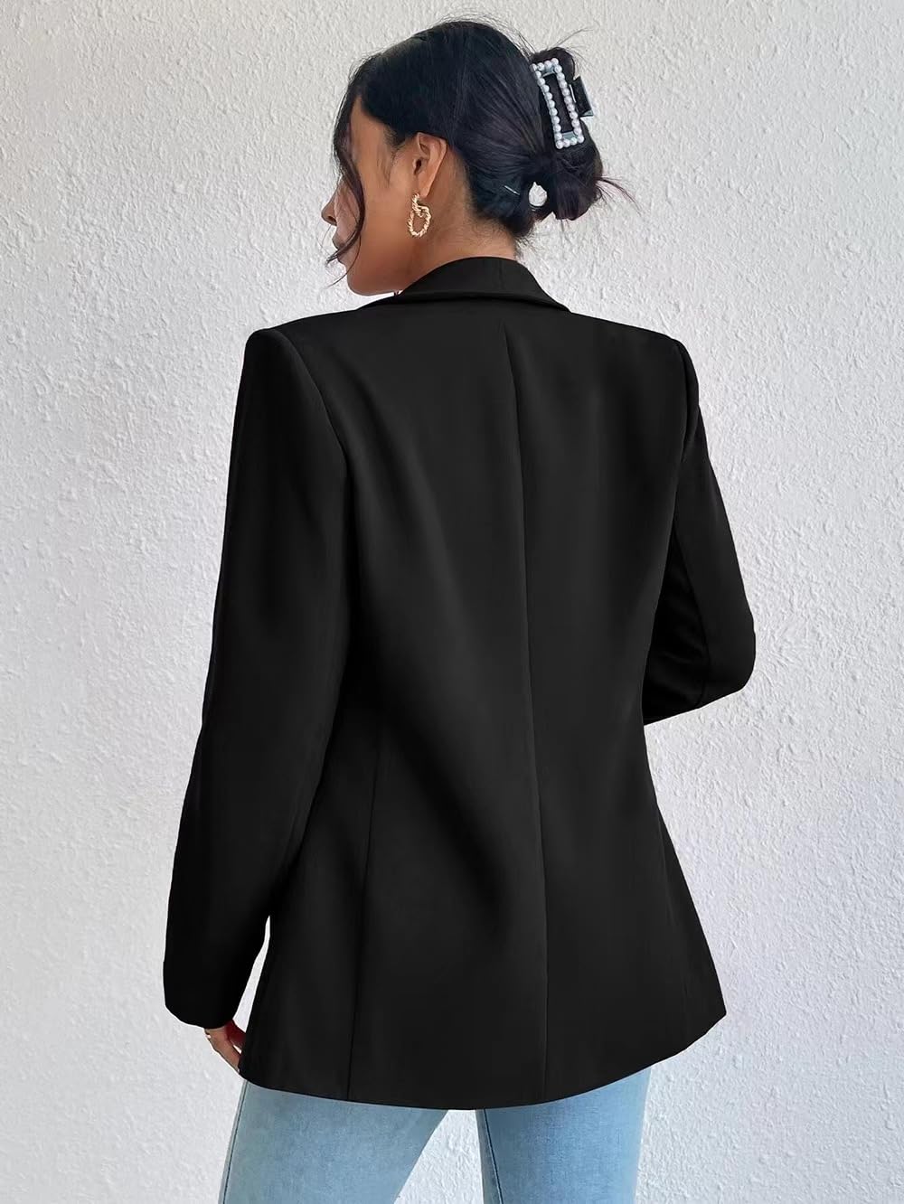 Femme Blazer Slim Fit Elégant à Manches Longues Costume à Revers Business Veste de Costume Tailleur Bureau d'affaires avec Poches Couleur Variétée