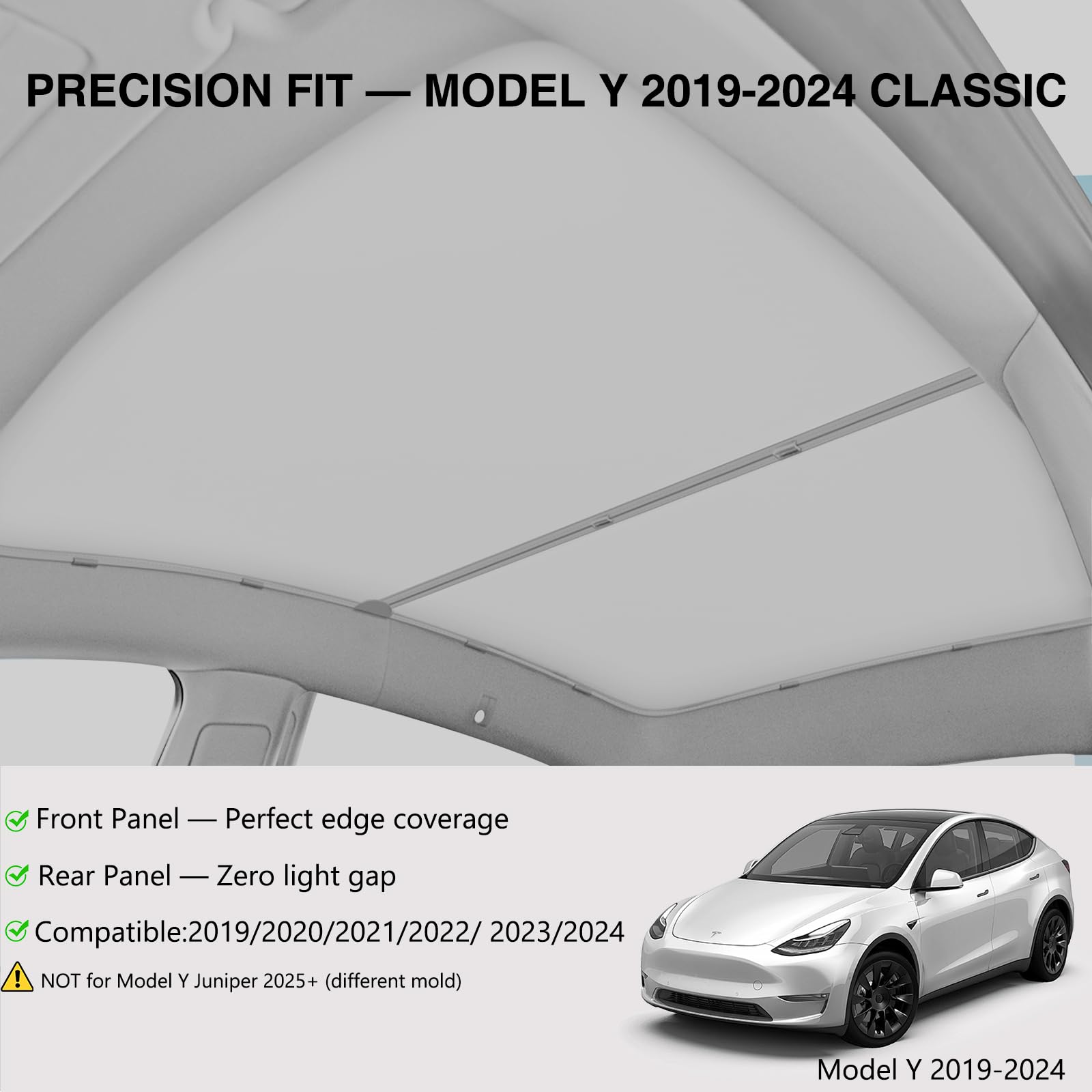 AAMHHM Tesla Model Y daszek przeciwsłoneczny na dach 2019-2024, daszek na dach z grafenu Pro Max Extreme Cooling Glass, nie uginający się [Space Gray]