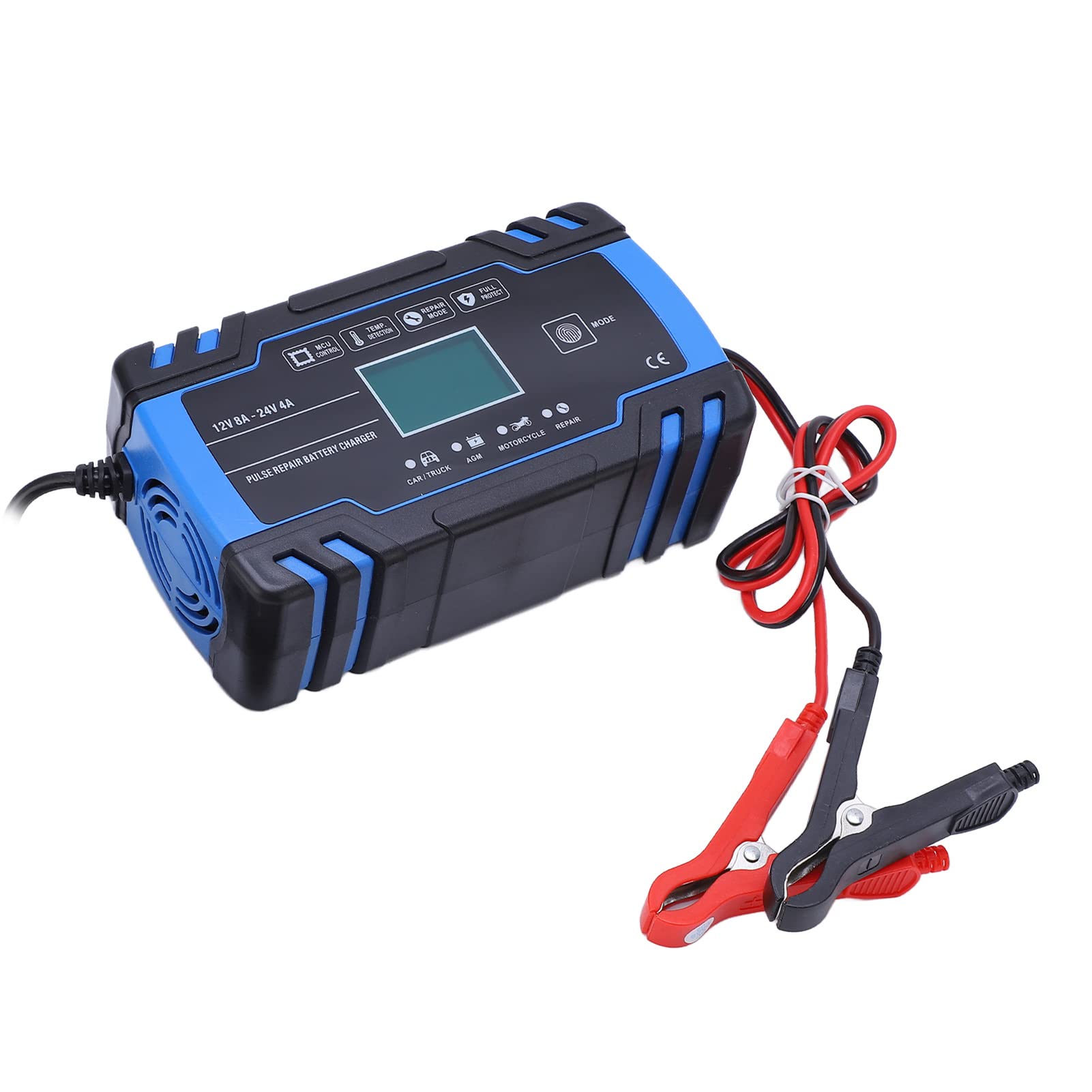 Caricabatterie Auto 12V, Mantenitore Automatico per Batterie AGM con Ventola di Raffreddamento e Guscio in ABS, Alimentatore per Ricarica e Manutenzione Batteria Veicolo
