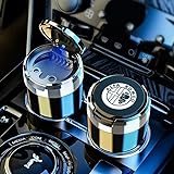 WXGBH Cenicero Coche para Alfa Romeo Stelvio 2017-2022,Revestimiento Metálico Cenicero Portátil para Coche con Emblemas Logo Cenicero con Luz Antiolores Autoextinguible Cenicero Coche Accesorios