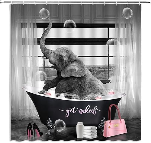 Miniatura 5 de Divertida cortina de ducha de vaca de las tierras altas de la moda bañera burbuja vaca animal rosa bolsa de tacones altos cortina de baño tela con