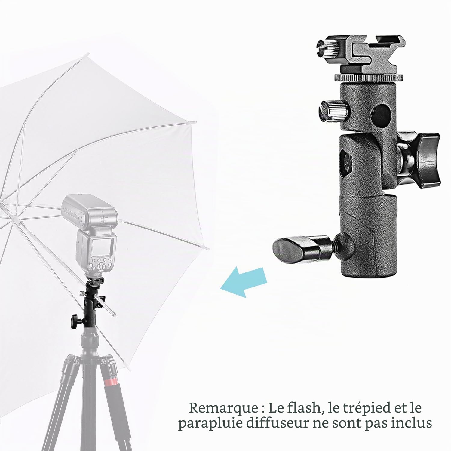 Neewer Lot de 2 Supports pivotants universels Professionnels pour Flash d'appareil Photo de Type E avec Porte-Parapluie pour Canon, Nikon, Pentax, Olympus et Autres flashs, Lampe de Studio, lumière