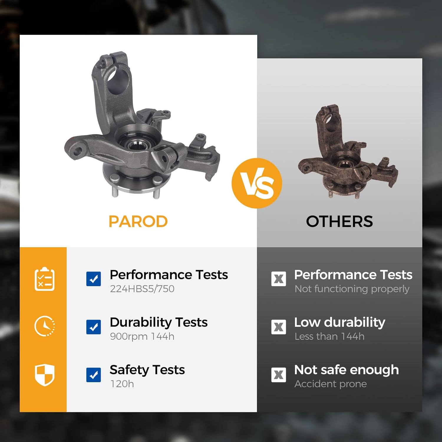 PAROD Front Left Steering Knuckle Assembly Fit for Ford Focus 2000-2004 Replace for 698223