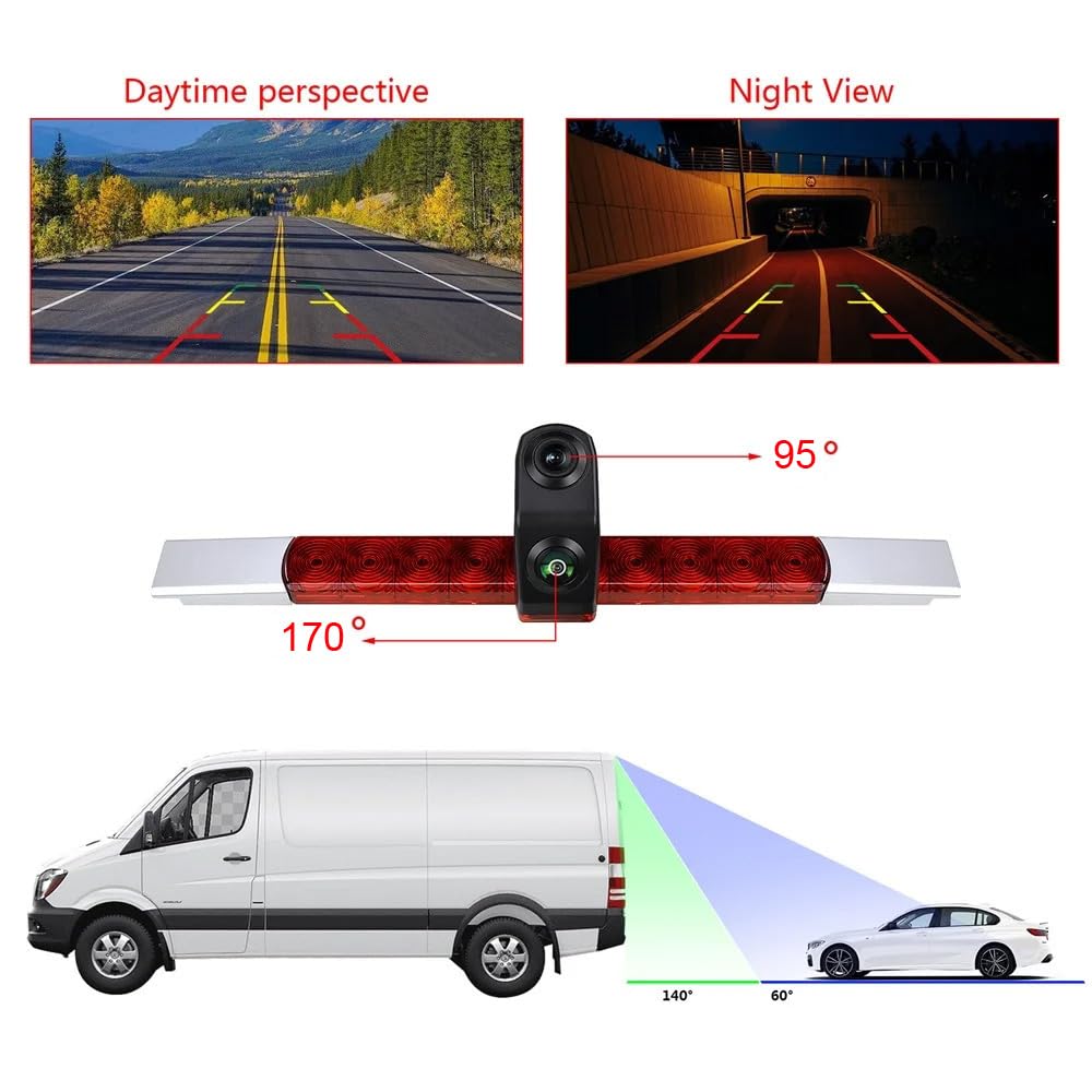 Doppellinsen-Rückfahrkamera, Duale Rückfahrkamera, Bremsleuchte Rückfahrkamera + 7 Zoll TFT LCD Bildschirm Auto Monitor für FIAT Ducato aus 2024/Hella 2DA 343 106-201 Universal Car