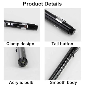 Diagnostic Medical Penlight Pen Torch 2pcs Reusable LED Pen Light Medical Penlight with Pupil Gauge Mini Flashlight for Home Outdoor Doctor Nurse EMT Emergency