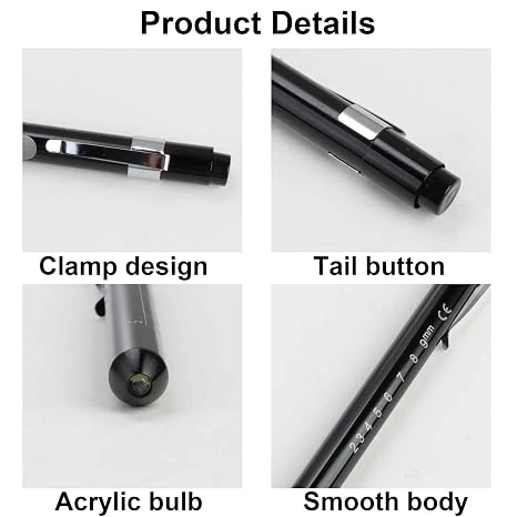 Diagnostic Medical Penlight Pen Torch 2pcs Reusable LED Pen Light Medical Penlight with Pupil Gauge Mini Flashlight for Home Outdoor Doctor Nurse EMT Emergency