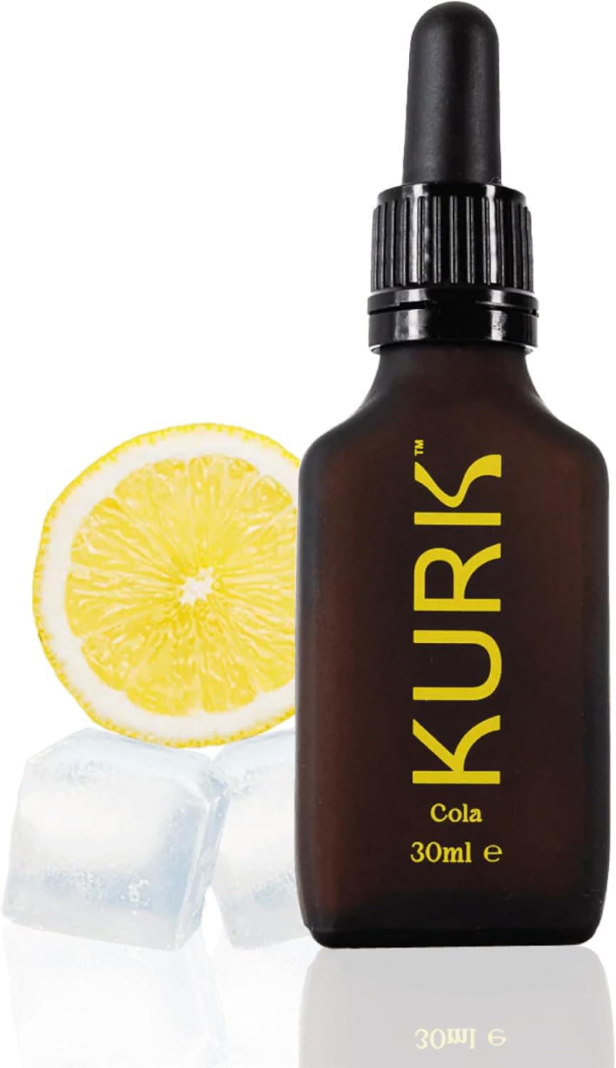 Kurk Essential Liquid Turmeric Curcumin Supplement, Organic Turmeric Drops, Oil for Advanced Everyday Wellness, Focus & Energy, 185x More Absorbable Than Powders, Plant-Based (Cola) (1 Fl Oz)