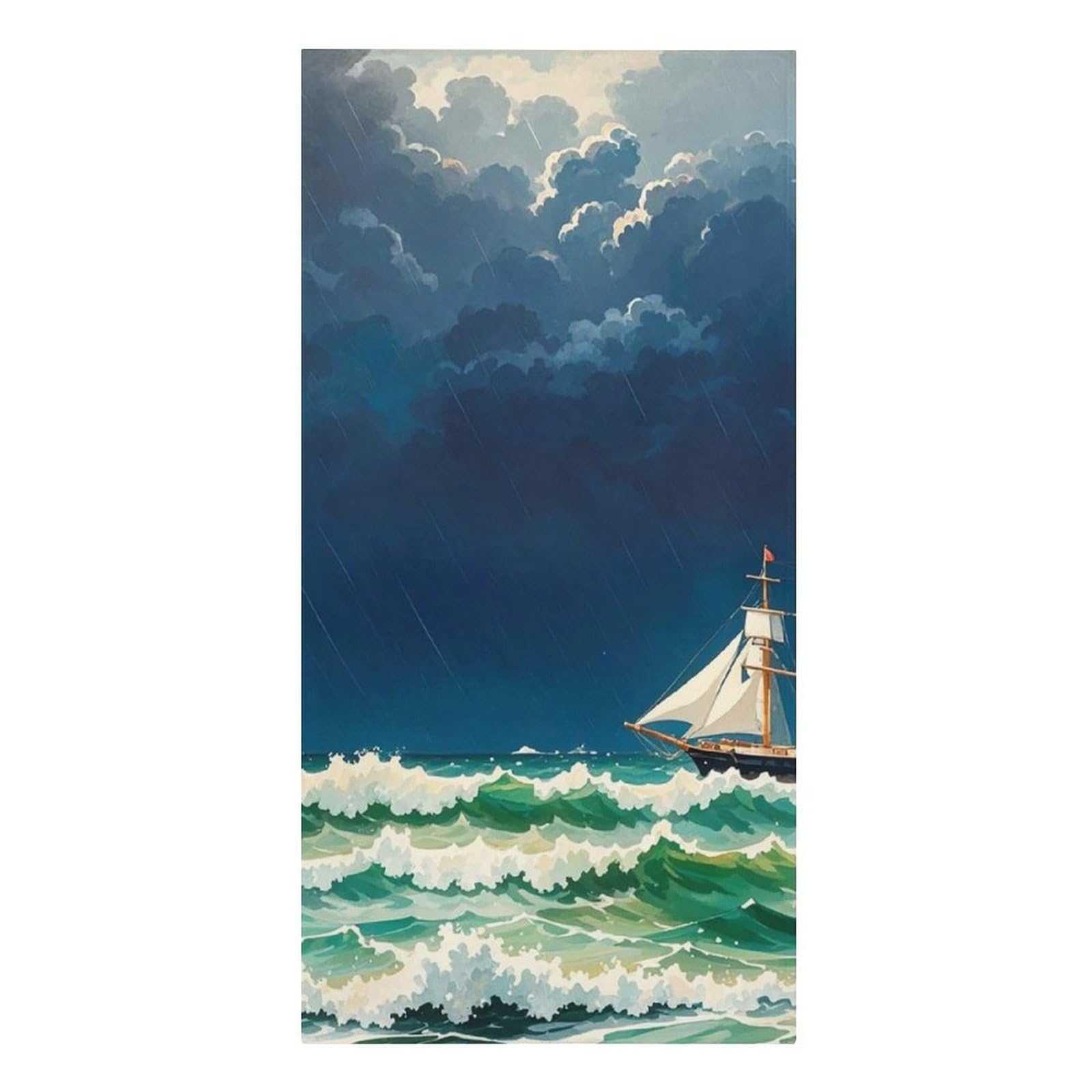 QMNLKH Stormy Waves Vintage Sailboat Beach Towel for Women, Large Microfiber Pool Towel for Men, Absorbent Swim Towels for Home, Lightweight Bath Towels for Camping, Yoga, 30.3"x61.4"