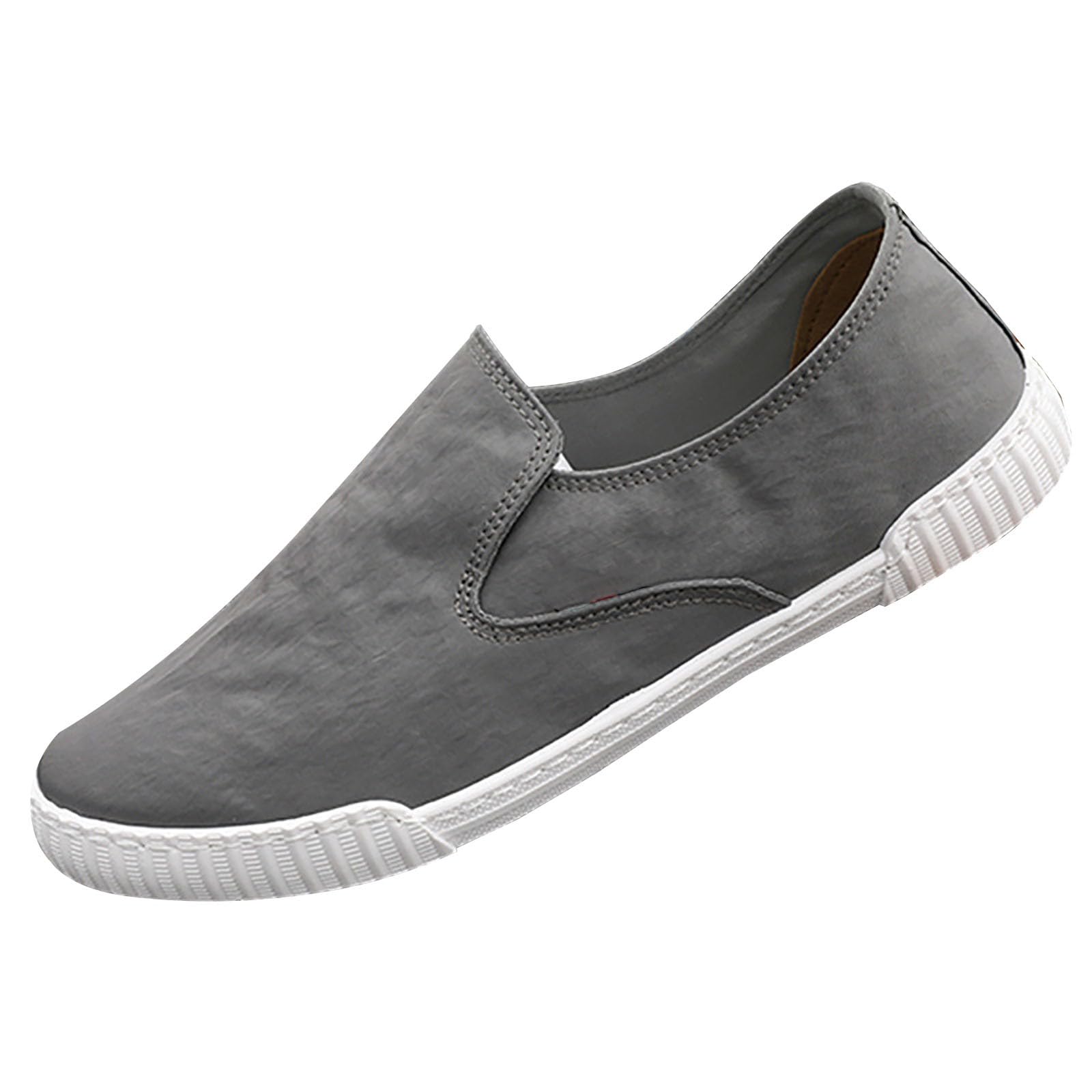 Mocasines de lona retro gris informales con elástico para hombre 5