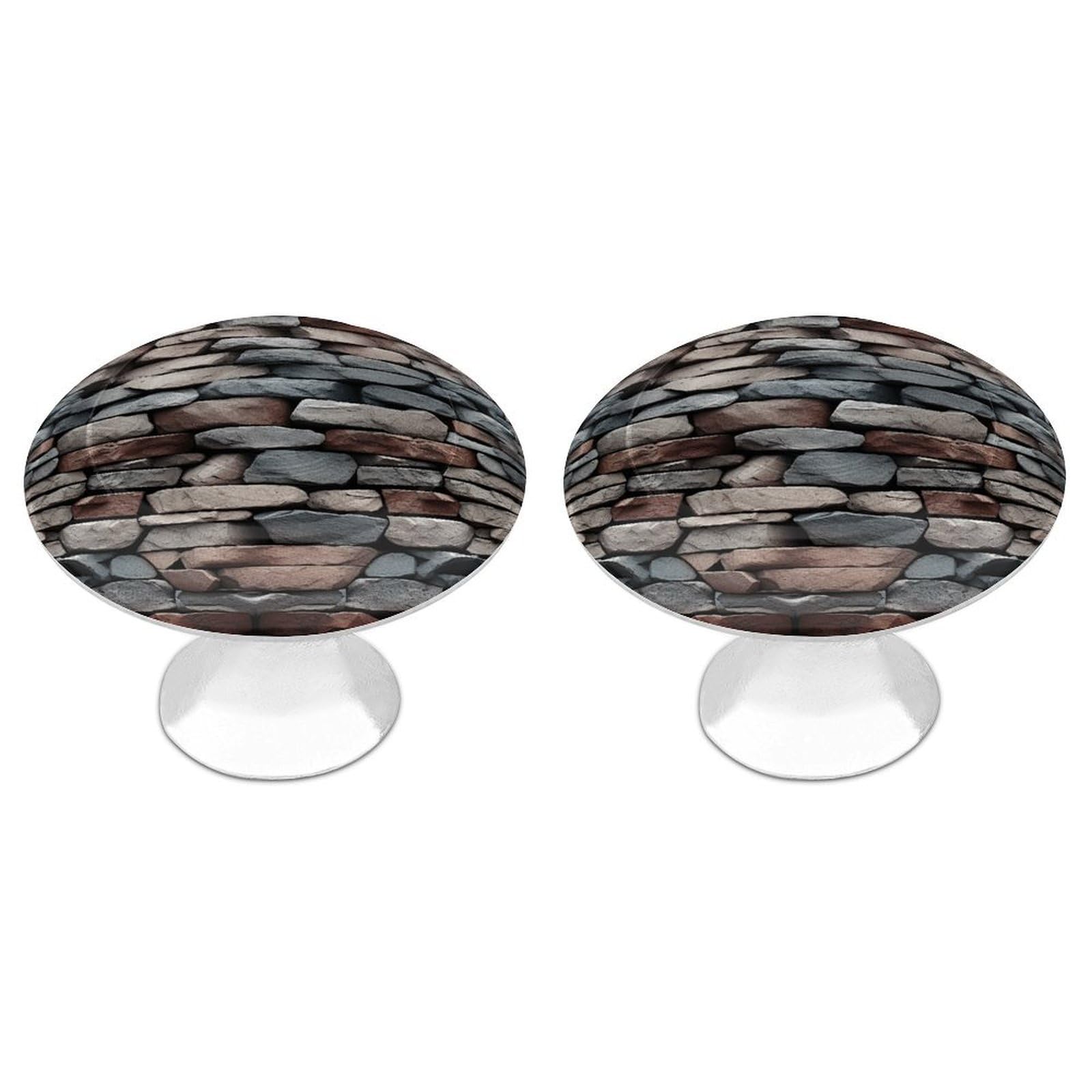 FekiLoot Round Cabinet Knob 2 Pack Kitchen Drawer Knobs Stainless Steel Round Drawer Pulls Modern Cabinet Hardware Stone Drawer Hardware for Dresser Closet Door Knobs